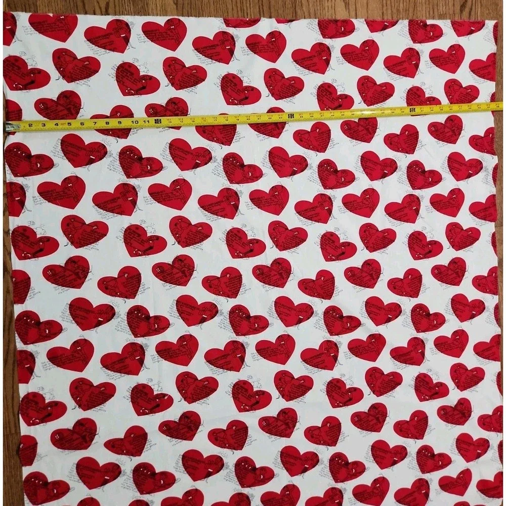 1/2yd Vtg Man o Your Dreams Novelty Fabric Valentine Love Humor Red White Cotton